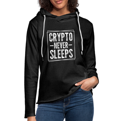 Crypto Never Sleets Lightweight Terry Hoodie - charcoal grey