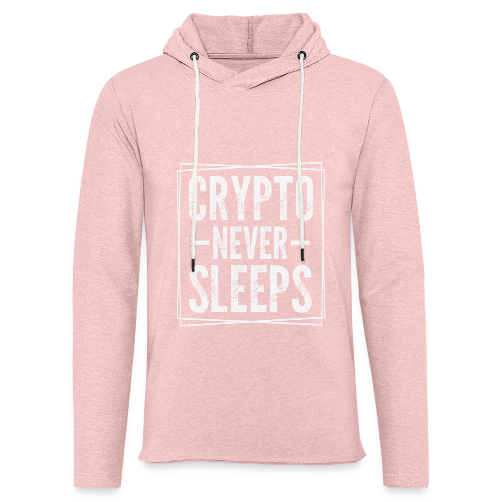 Crypto Never Sleets Lightweight Terry Hoodie - cream heather pink