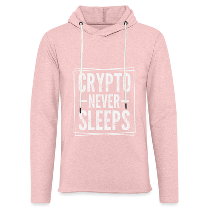 Crypto Never Sleets Lightweight Terry Hoodie - cream heather pink