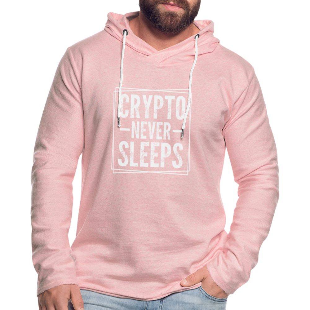 Crypto Never Sleets Lightweight Terry Hoodie - cream heather pink