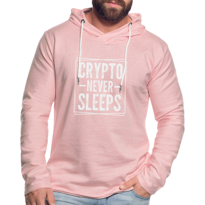 Crypto Never Sleets Lightweight Terry Hoodie - cream heather pink