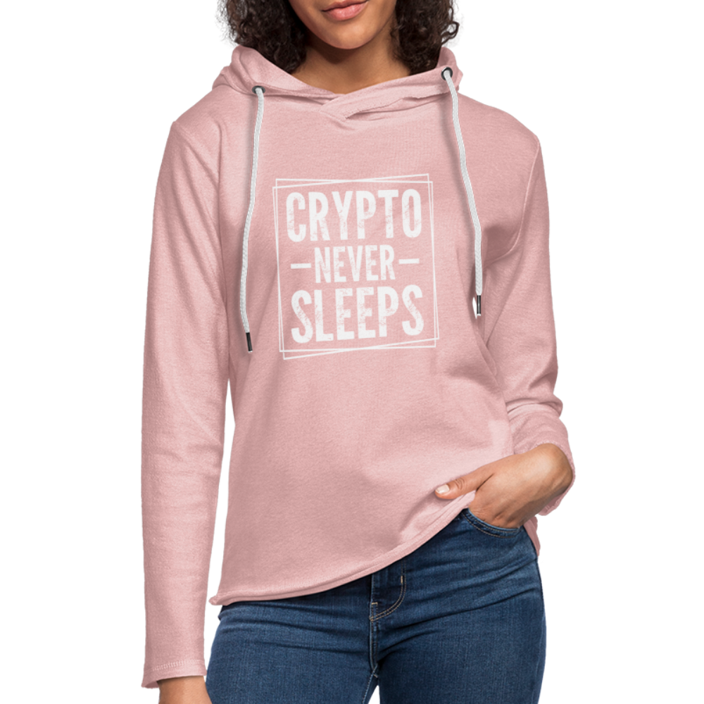 Crypto Never Sleets Lightweight Terry Hoodie - cream heather pink