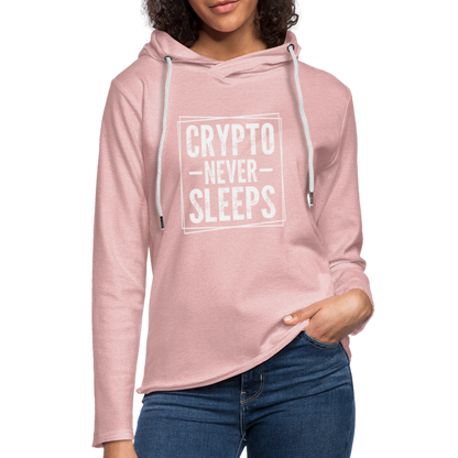 Crypto Never Sleets Lightweight Terry Hoodie - cream heather pink