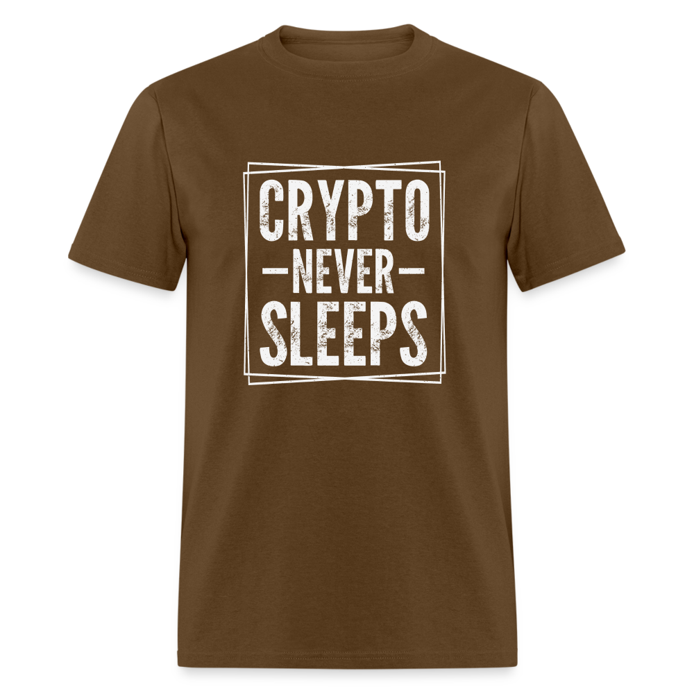 Crypto Never Sleeps T-Shirt - brown