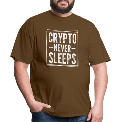 Crypto Never Sleeps T-Shirt - brown