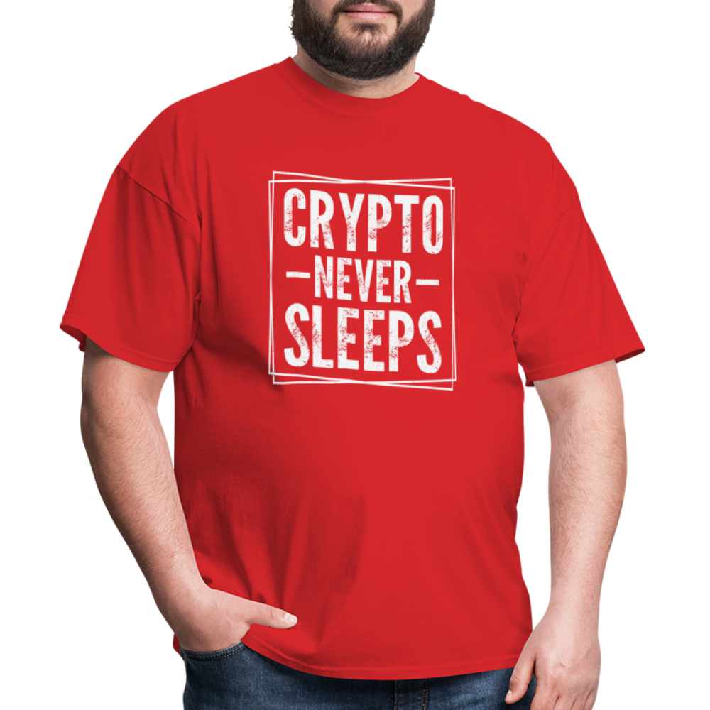 Crypto Never Sleeps T-Shirt - red