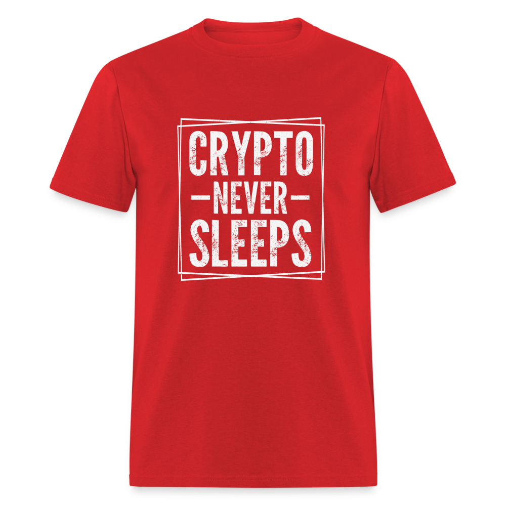 Crypto Never Sleeps T-Shirt - red