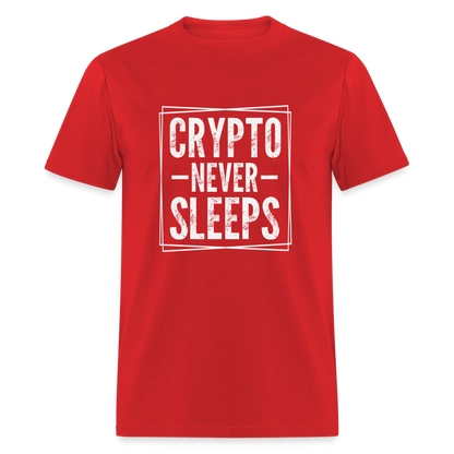 Crypto Never Sleeps T-Shirt - red