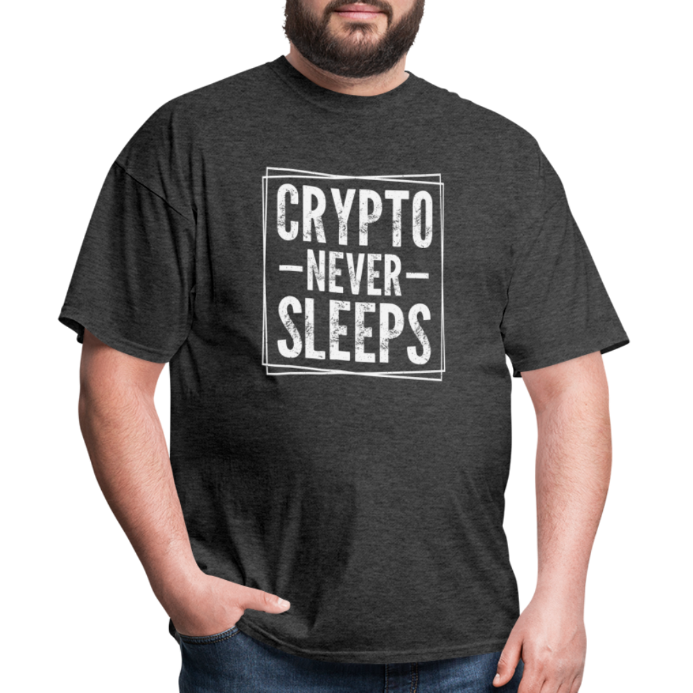 Crypto Never Sleeps T-Shirt - heather black