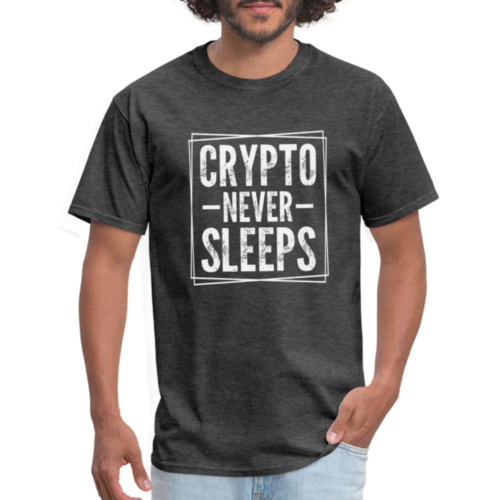 Crypto Never Sleeps T-Shirt - heather black