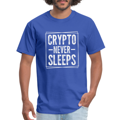 Crypto Never Sleeps T-Shirt - royal blue