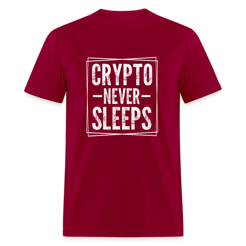 Crypto Never Sleeps T-Shirt - dark red