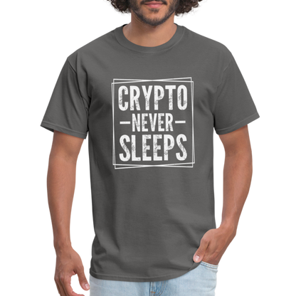 Crypto Never Sleeps T-Shirt - charcoal