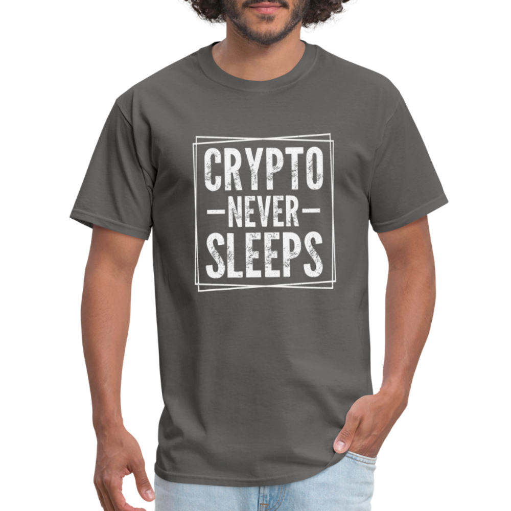 Crypto Never Sleeps T-Shirt - charcoal