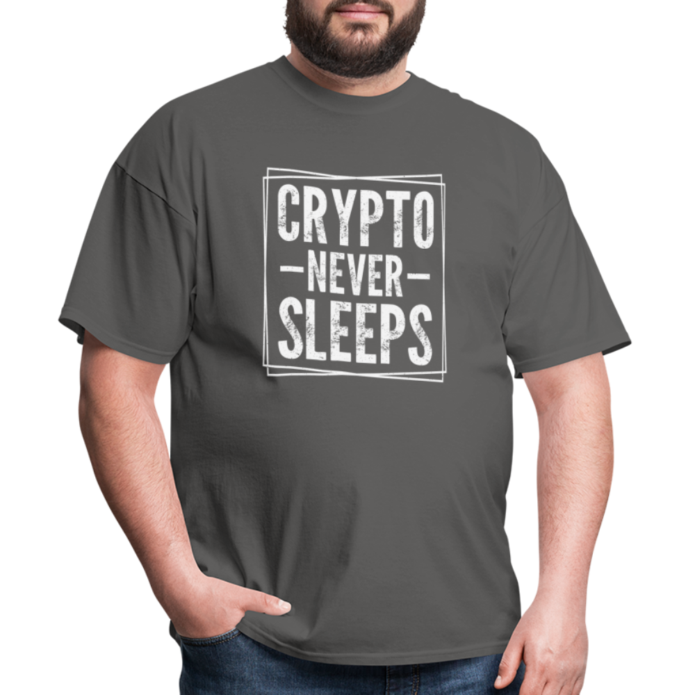 Crypto Never Sleeps T-Shirt - charcoal