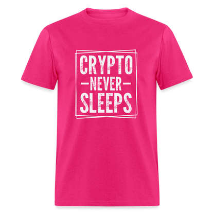 Crypto Never Sleeps T-Shirt - fuchsia