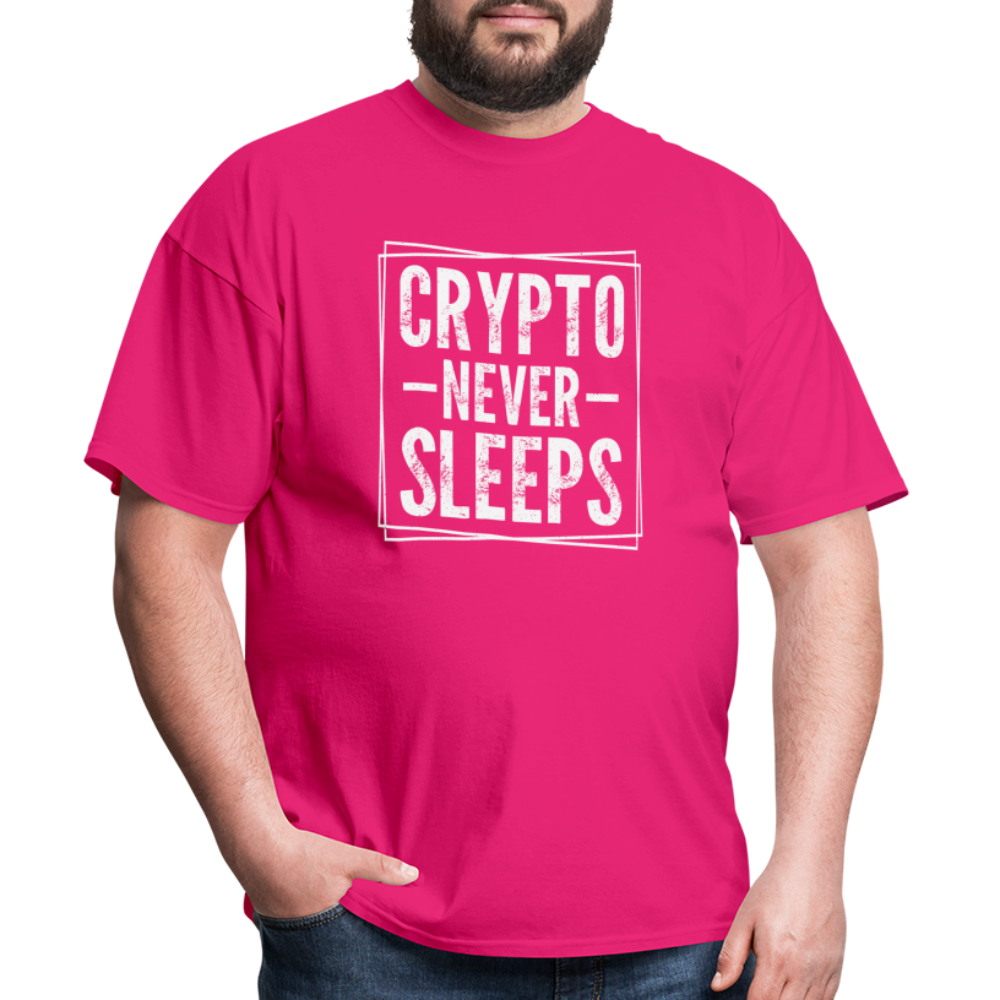 Crypto Never Sleeps T-Shirt - fuchsia