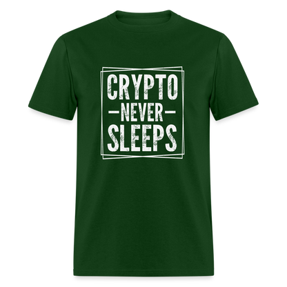 Crypto Never Sleeps T-Shirt - forest green