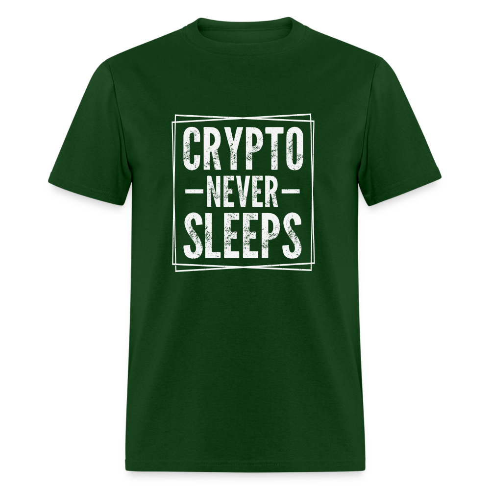 Crypto Never Sleeps T-Shirt - forest green