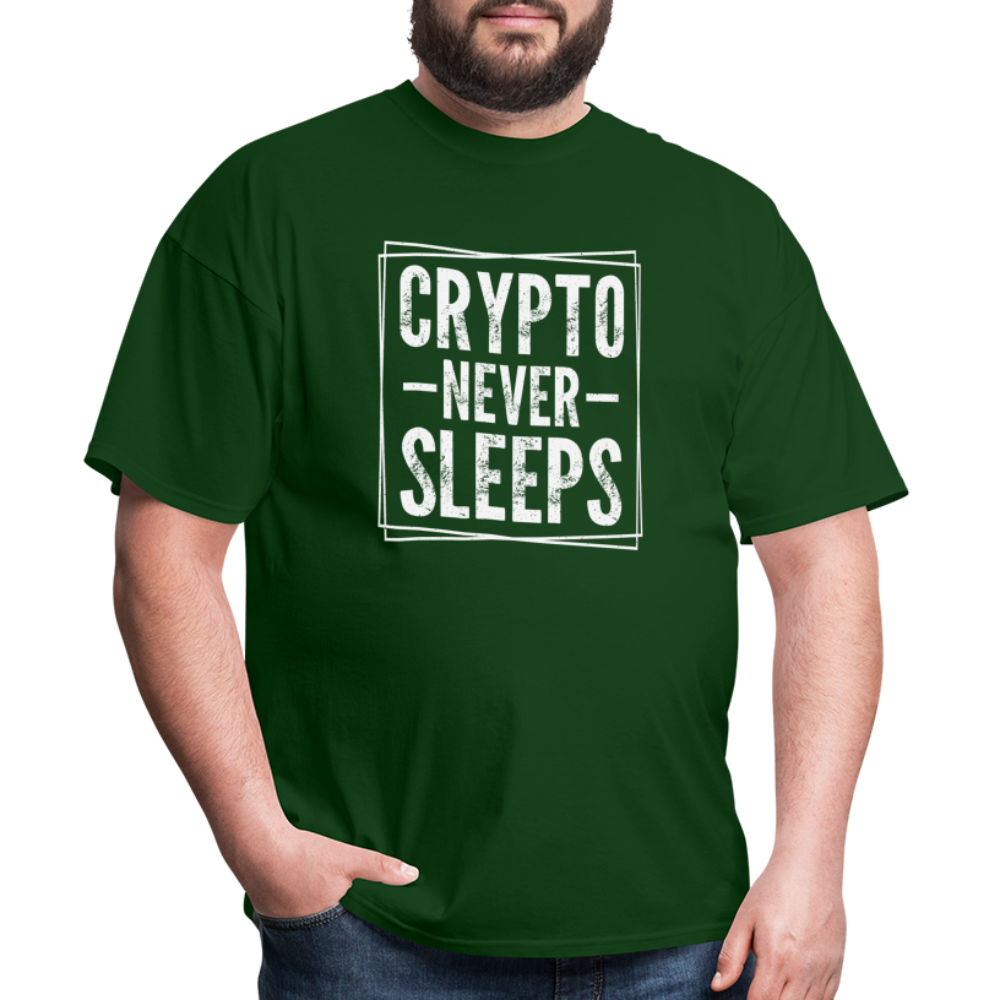 Crypto Never Sleeps T-Shirt - forest green
