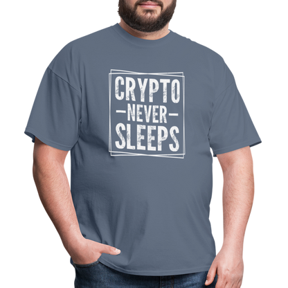Crypto Never Sleeps T-Shirt - denim