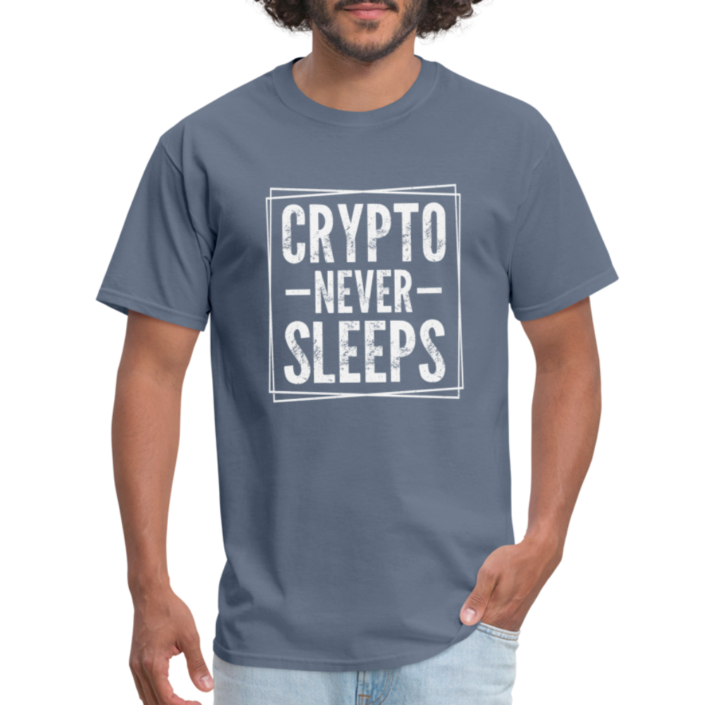 Crypto Never Sleeps T-Shirt - denim
