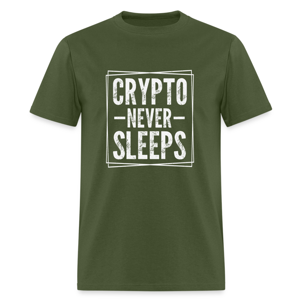 Crypto Never Sleeps T-Shirt - military green
