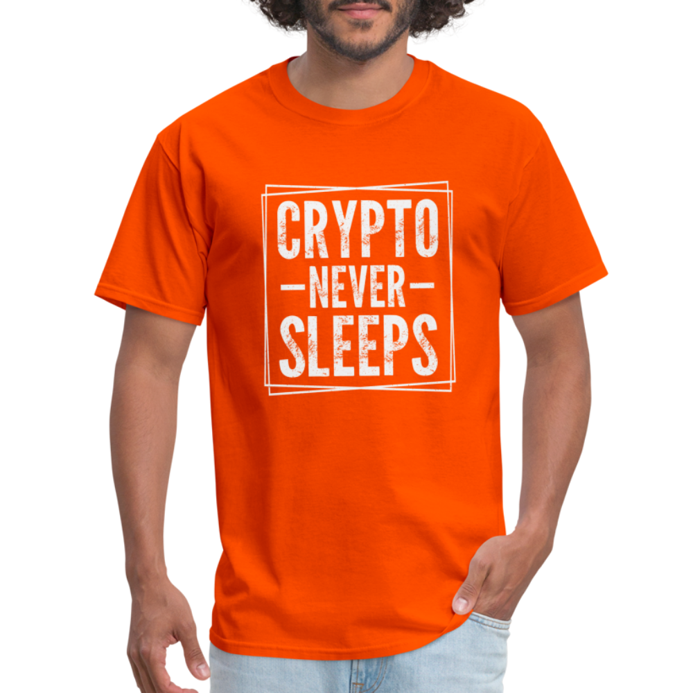 Crypto Never Sleeps T-Shirt - orange