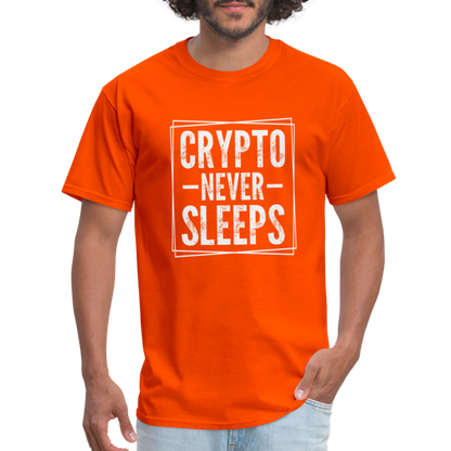 Crypto Never Sleeps T-Shirt - orange
