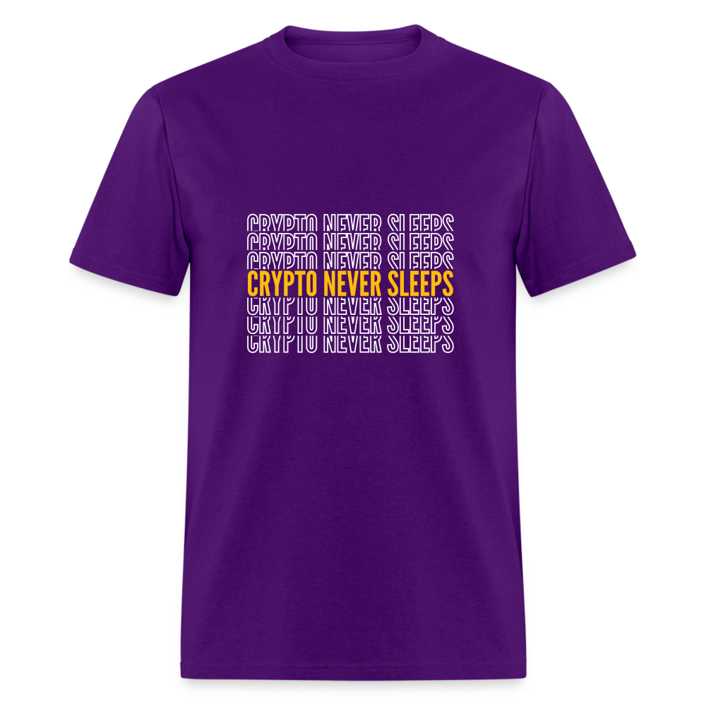 Crypto Never Sleeps T-Shirt - purple