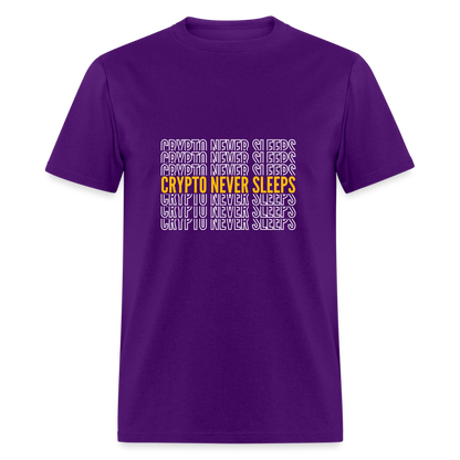 Crypto Never Sleeps T-Shirt - purple