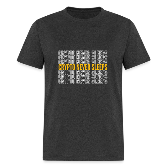 Crypto Never Sleeps T-Shirt - heather black