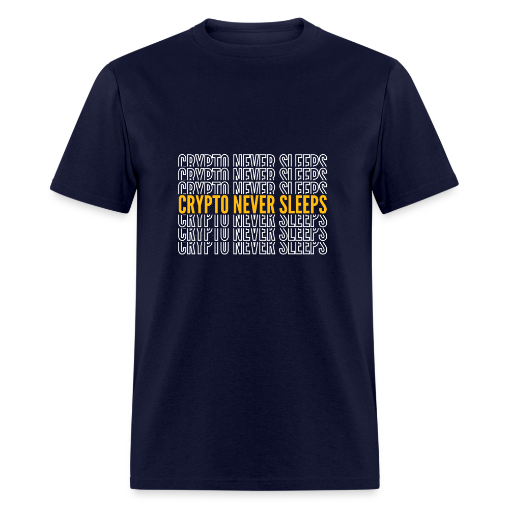 Crypto Never Sleeps T-Shirt - navy