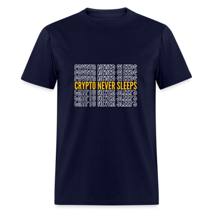 Crypto Never Sleeps T-Shirt - navy