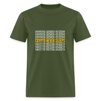 Crypto Never Sleeps T-Shirt - military green