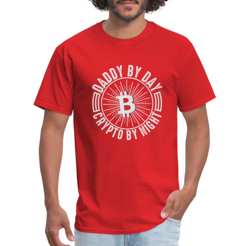 Daddy By Day, Crypto By Night T-Shirt - red