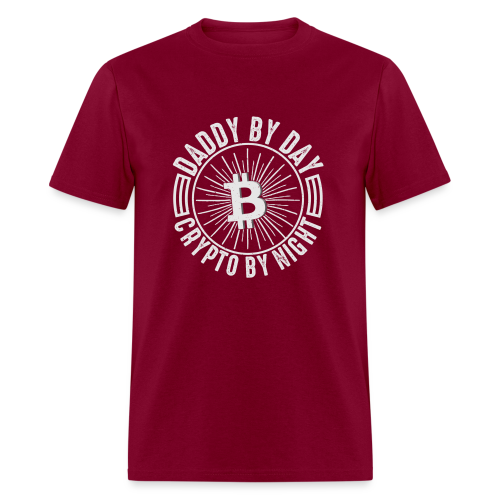 Daddy By Day, Crypto By Night T-Shirt - burgundy