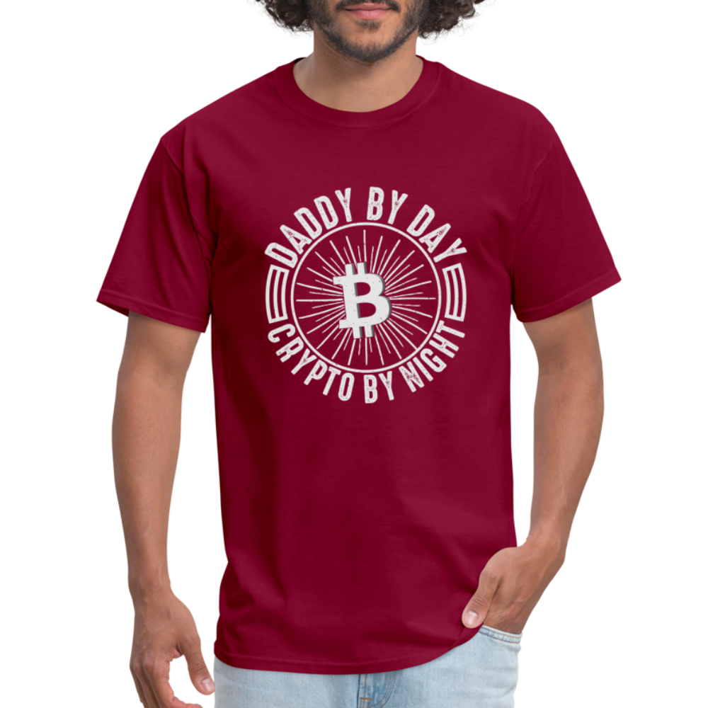 Daddy By Day, Crypto By Night T-Shirt - burgundy