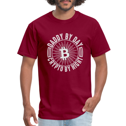 Daddy By Day, Crypto By Night T-Shirt - burgundy