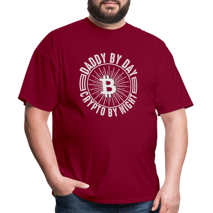 Daddy By Day, Crypto By Night T-Shirt - burgundy