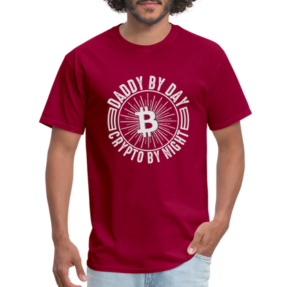 Daddy By Day, Crypto By Night T-Shirt - dark red