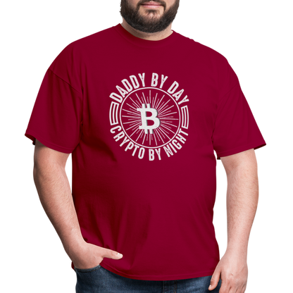Daddy By Day, Crypto By Night T-Shirt - dark red