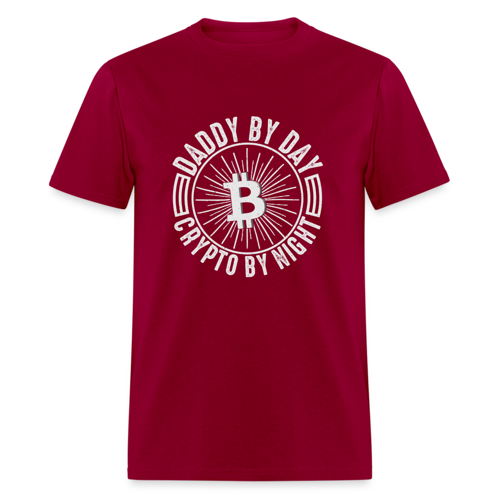 Daddy By Day, Crypto By Night T-Shirt - dark red