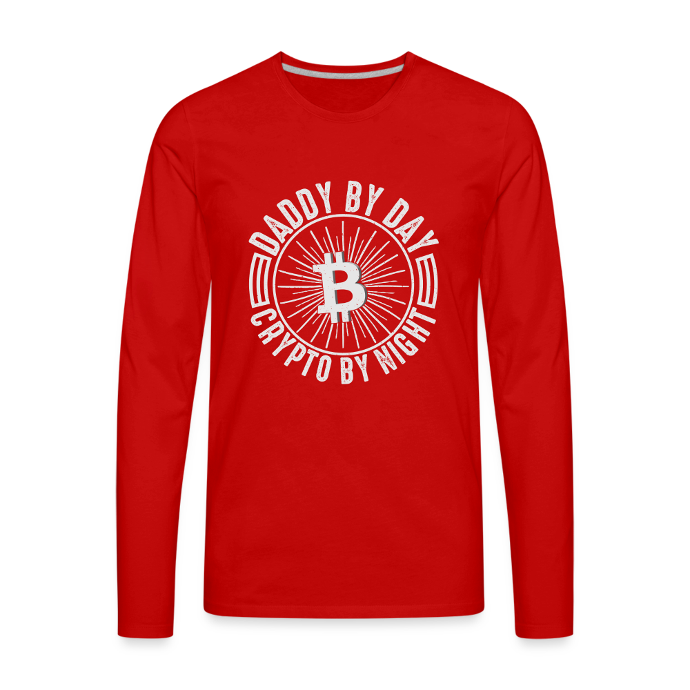 Daddy By Day Crypto By Night Premium Long Sleeve T-Shirt - red