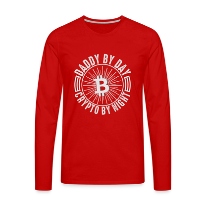 Daddy By Day Crypto By Night Premium Long Sleeve T-Shirt - red