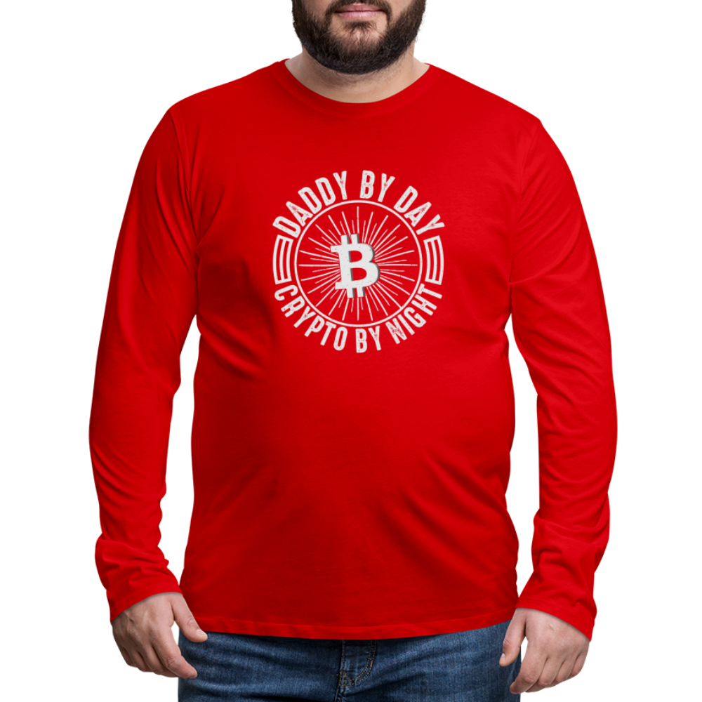 Daddy By Day Crypto By Night Premium Long Sleeve T-Shirt - red