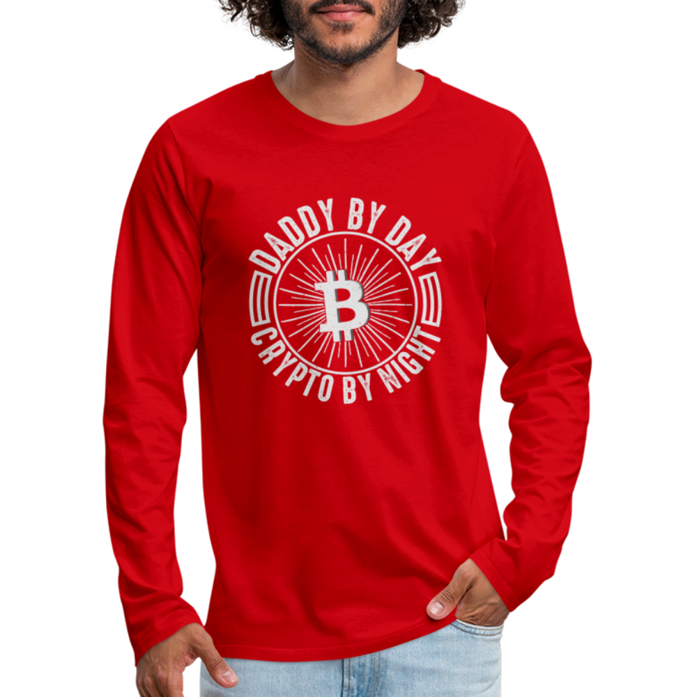 Daddy By Day Crypto By Night Premium Long Sleeve T-Shirt - red