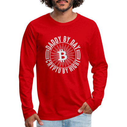 Daddy By Day Crypto By Night Premium Long Sleeve T-Shirt - red