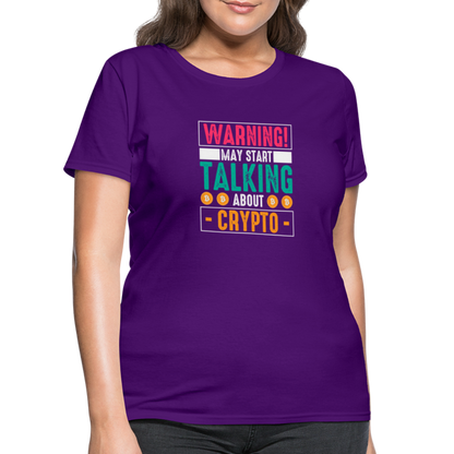 Warning May Start Talking About Crypto Women's T-Shirt - purple