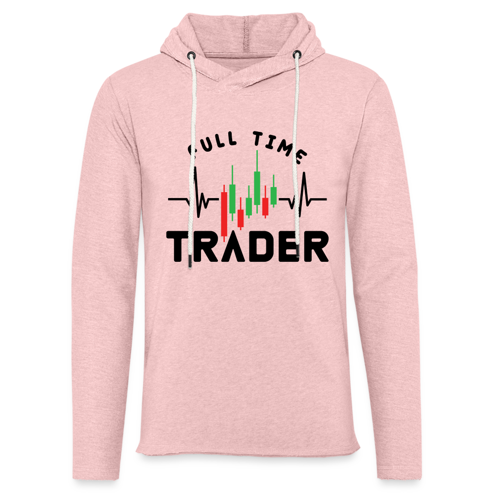 Full Time Trader Lightweight Terry Hoodie - cream heather pink